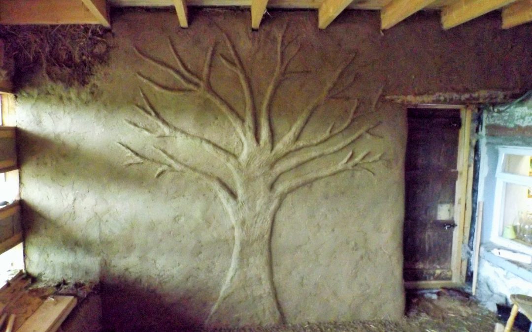 Earth plastering day one – amazing progress